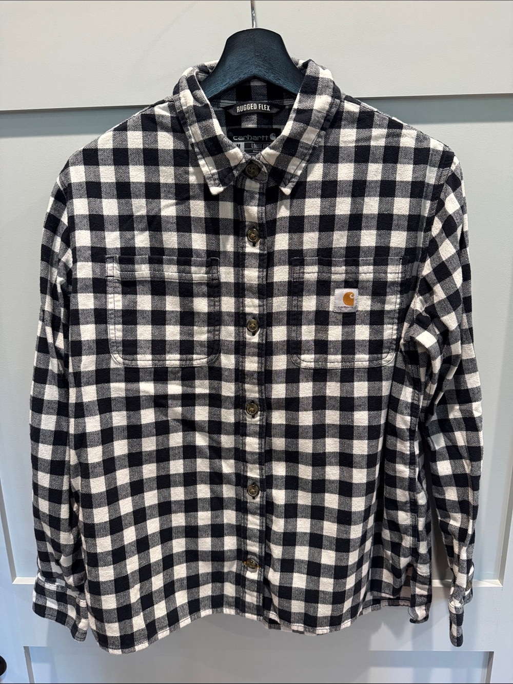 Carhartt Black and White Check Button-Down Shirt